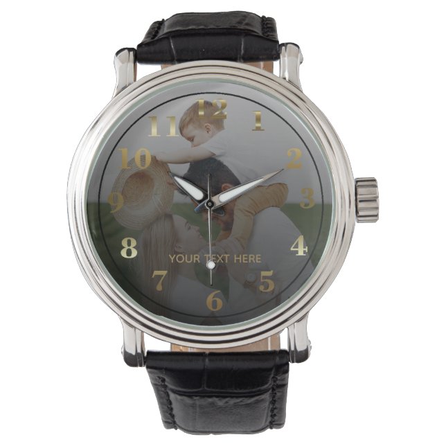 Reloj De Pulsera Modern Personalized Photo & Custom Text Men's Watc (Anverso)