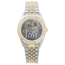 Reloj De Pulsera Modern Script Love Custom Engaged Couples Photo