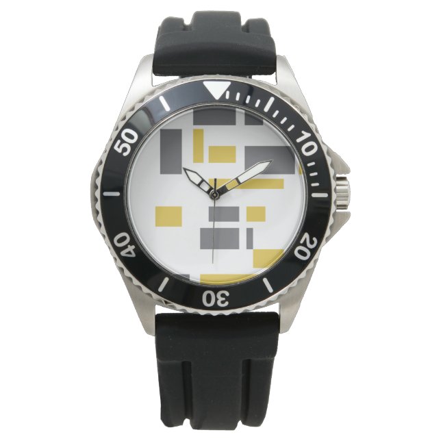 Reloj De Pulsera Modern, simple, cool geometric yellow gray pattern (Anverso)