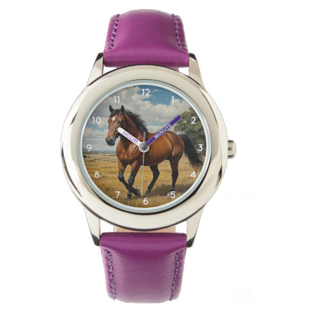 Reloj De Pulsera Modern Trendy Beautiful Horse Kids  (Anverso)