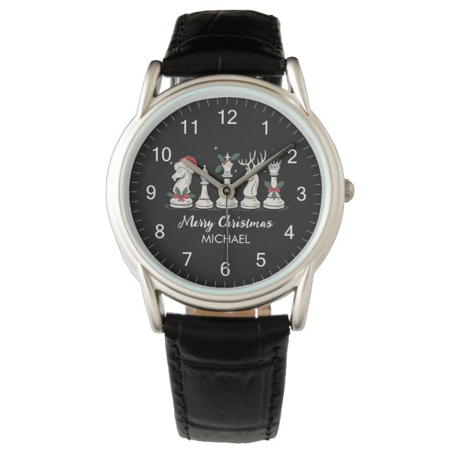 Reloj De Pulsera Modern Trendy Personalized Chess Pieces Christmas  (Anverso)