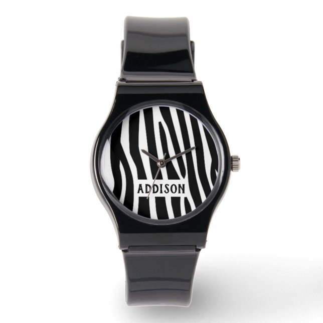 Reloj De Pulsera Modern Zebra Striped Personalised (Anverso)