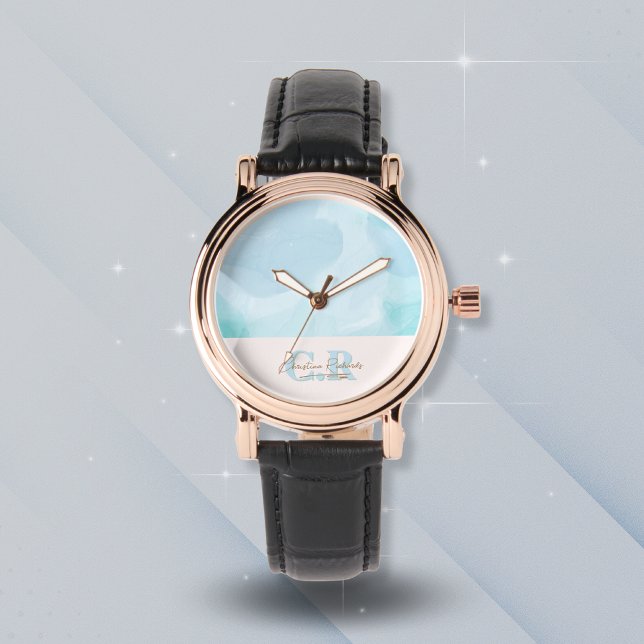 Reloj De Pulsera Moderna acuarela Verde azulada azul (Subido por el creador)