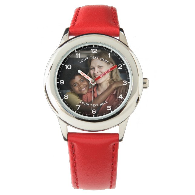 Reloj De Pulsera Moderna Chica de fotografía y texto Personalizado  (Anverso)
