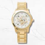 Reloj De Pulsera Moderna Flor Floral Abeja Moda estilo Womans<br><div class="desc">La moderna Moda Womans Watches,  florida florida florida floral floral,  presenta una moderna decoración de acuarela de color amarillo con flores y abejas. Creado por Evco Studio www.zazzle.com/store/evcostudio</div>