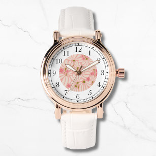 Reloj De Pulsera Moderna floral rosa moda Moda elegante mujeres