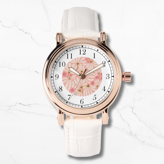 Reloj De Pulsera Moderna floral rosa moda Moda elegante mujeres (Subido por el creador)