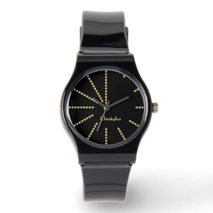Reloj De Pulsera Moderna Guay Black Gold Monogramed Silicone Strap