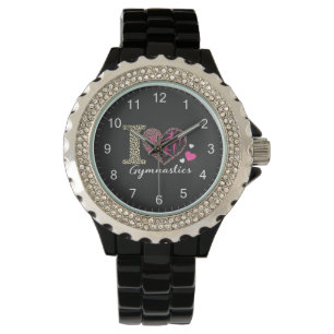 Reloj De Pulsera Moderna y moderna Cute I Love Gymnastics Leopard