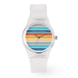 Reloj De Pulsera Modernas franjas de atardecer retro personalizadas