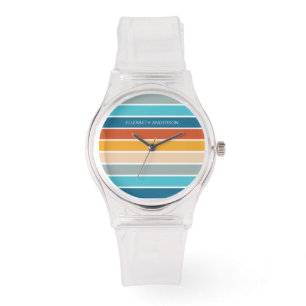 Reloj De Pulsera Modernas franjas de atardecer retro personalizadas