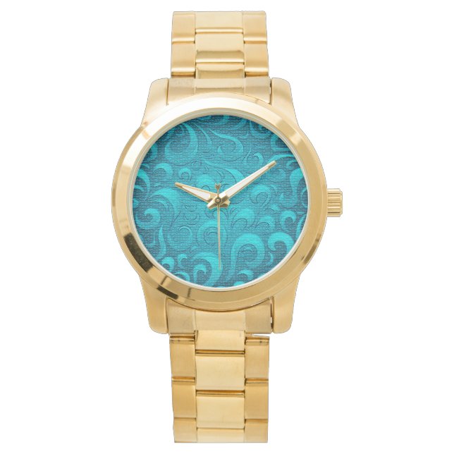 Reloj De Pulsera Moderno Aqua Blue Trendy (Anverso)