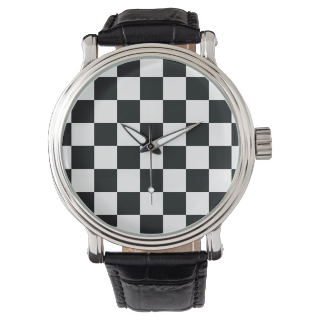 Reloj De Pulsera Moderno Cuadrado Negro y Blanco (Anverso)