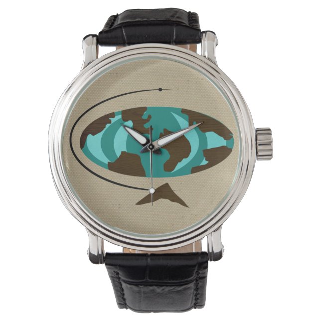 Reloj De Pulsera Moderno Globe Art Watch de Mid Century (Anverso)
