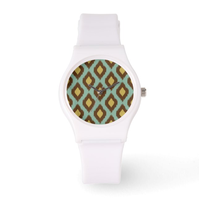Reloj De Pulsera Moderno ikat tribal amarillo azul moderno (Anverso)