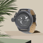 Reloj De Pulsera Moderno logo de Black Business Minimal brand Compa<br><div class="desc">Personalizado Watch con un diseño sencillo y mínimo. Añade tu logotipo y texto.</div>