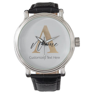 Reloj De Pulsera Moderno Monogramado Inicial A & Name Personalizado