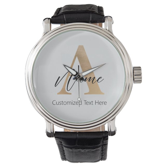 Reloj De Pulsera Moderno Monogramado Inicial A & Name Personalizado (Anverso)