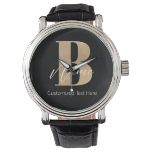 Reloj De Pulsera Moderno Monogramado Inicial B & Name Personalizado
