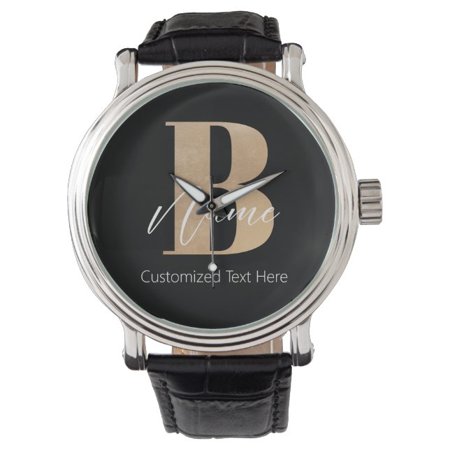 Reloj De Pulsera Moderno Monogramado Inicial B & Name Personalizado (Anverso)