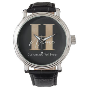 Reloj De Pulsera Moderno Monogramado inicial H & Name Personalizado