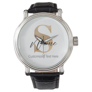 Reloj De Pulsera Moderno Monogramado inicial S & Name personalizado