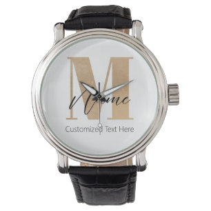 Reloj De Pulsera Moderno Monogramado Primer M & Nombre Personalizad