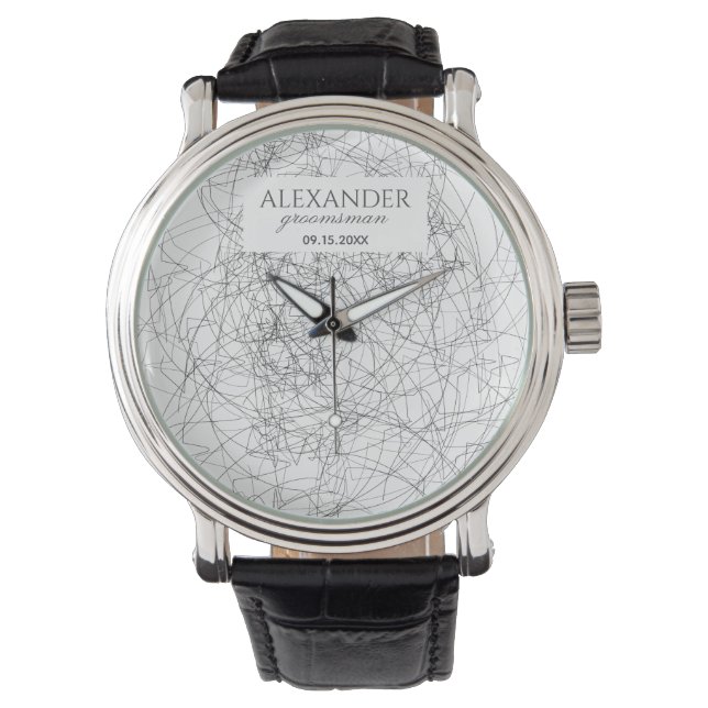 Reloj De Pulsera Moderno Monogrammed Groomsman (Anverso)