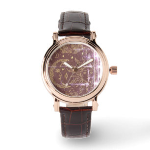 Reloj De Pulsera Moderno Patrón Impresionado Sin Marea, Luna, Nubes