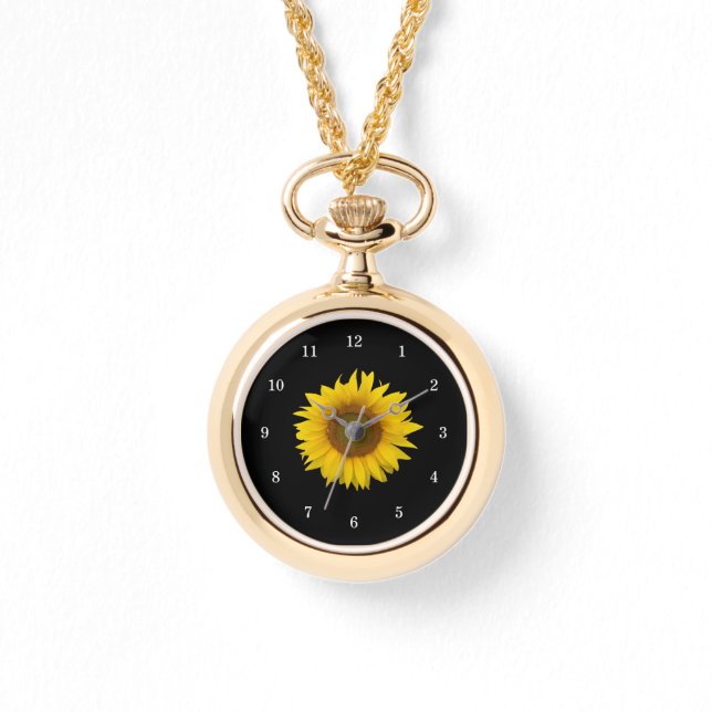 Reloj De Pulsera Moderno Sunflower Floral Botánico Blanco Negro (Anverso)