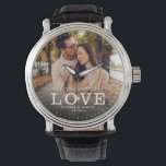 Reloj De Pulsera Moderno, TODO LO QUE NECESITAS ES AMOR Boda.<br><div class="desc">Moderno reloj de fotos de moda con escritura con letras a mano y tipografía moderna leyendo:' Todo lo que necesitas es amor 'junto a tus nombres personalizados y fecha boda. Personaliza tu foto e información favorita. ¡Un gran regalo para los recién casados, un aniversario o un El día de San...</div>