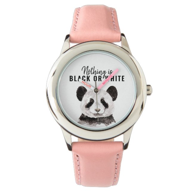 Reloj De Pulsera Moderno Y Gracioso Panda Blanco Y Negro Con Cita (Anverso)