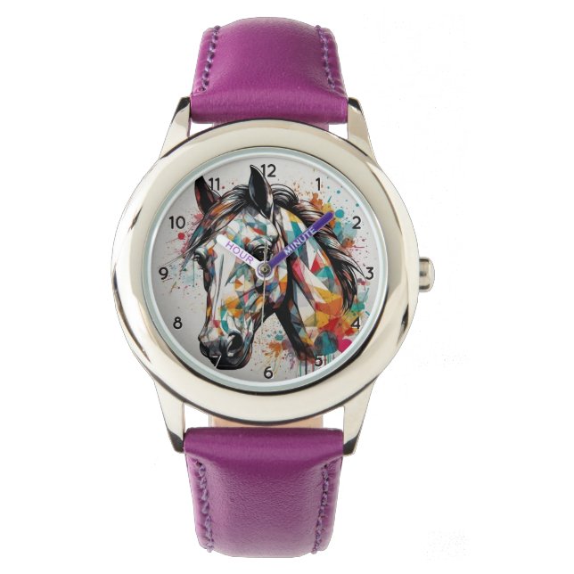 Reloj De Pulsera Modernos y modernos y hermosos niños de caballos (Anverso)