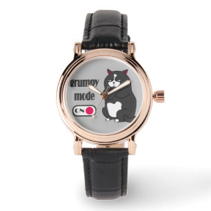 Reloj De Pulsera Modo gruñón en gato gordo gracioso