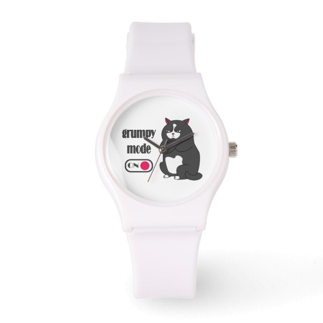 Reloj De Pulsera Modo gruñón en gato gordo gracioso (Anverso)