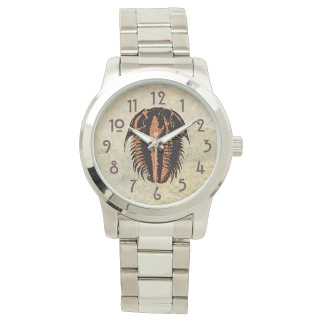 Reloj De Pulsera Modocia Typicalis Fossil Trilobita (Anverso)