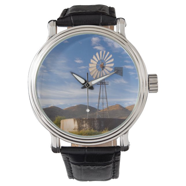 Reloj De Pulsera Molino De Viento Y Represa En El Karoo Al Amanecer (Anverso)