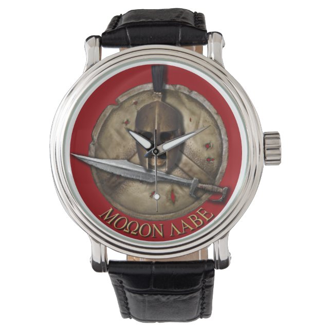 Reloj De Pulsera Molon Labe Spartan Helm, Shield y Sword (Anverso)