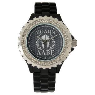 Reloj De Pulsera Molon puede ser cromado como casco espartano en la