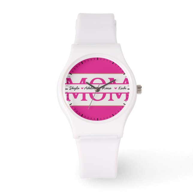 Reloj De Pulsera MOM con 4 niños nombra Día de la Madre (Anverso)
