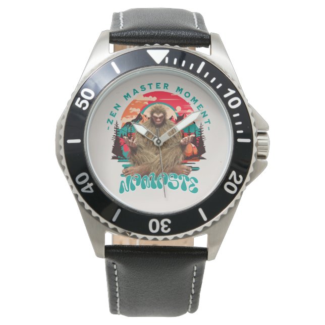 Reloj De Pulsera Momento del Maestro Zen Bigfoot Arte Retro de Medi (Anverso)