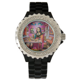 Reloj De Pulsera Mona eating Indian foods