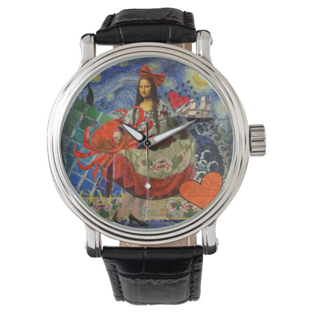 Reloj De Pulsera Mona Lisa Diversión Zodíaco Caprichoso  (Anverso)
