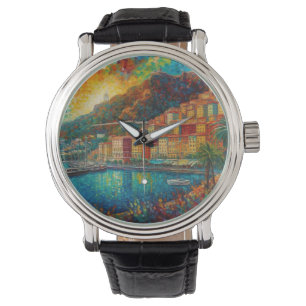 Reloj De Pulsera Mónaco, bahía de Montecarlo al estilo de van Gogh