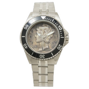 RELOJ DE PULSERA MONEDA DE DIEZ CENTAVOS DE MERCURY (REPRODUCCIÓN)