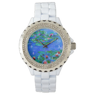 Reloj De Pulsera Monet - Lilies de Agua (Rojo), pintura famosa