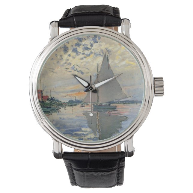 Reloj De Pulsera Monet Sailboat Impresionismo Francés Arte Clásico (Anverso)