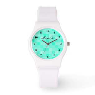 Reloj De Pulsera Monitoreo digital de patrones de píxeles azules de