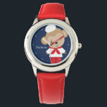 Reloj De Pulsera Mono de marinero - Niña personalizada<br><div class="desc">Este divertido reloj presenta un dulce ilustracion vectorial de un mono lindo con traje de marinero y puede personalizarse con el nombre o el monograma de su hijo.</div>