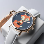 Reloj De Pulsera Monocle Hipster Red Fox<br><div class="desc">Dulce ilustracion vectorial de un zorro rojo divertido que lleva un monóculo y una corbata azul claro de arco.</div>